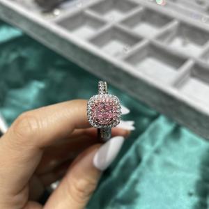ZKZ Diamonds 1ct Lab Created Pink Diamond Engagement Rings Cushion Cut