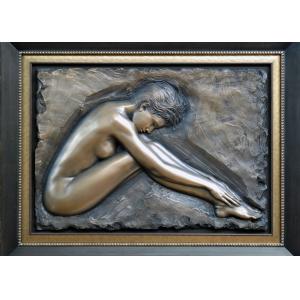 China Professional Metal Relief Sculpture , Nude Woman Wall Relief Sculpture wholesale