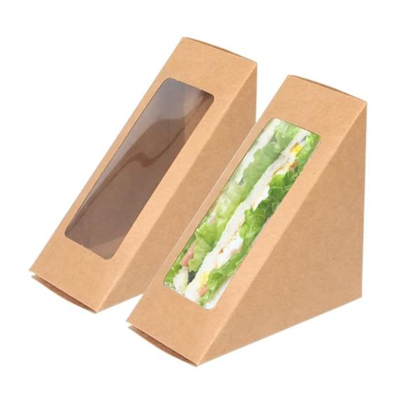 Recycled Materials Custom Printed Sandwich Packaging Box with PVC Clear Window Takeaway
