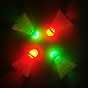 Lighting Colorful LED Badminton Shuttlecock Nylon Plastic Leaf Foaming Cork