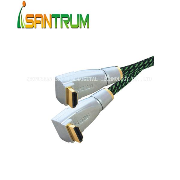 90 Degree Metal HDMI Cable With Sleeve