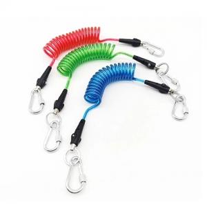 Colorful PU Plastic Stretchy Lanyard Cord With Locking Screwgate Carabiners