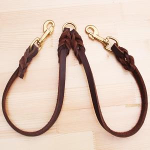 Pet Cow Leather Collar Leash Harness Set Traction Rope  Double Ended Dog Lead 50CM