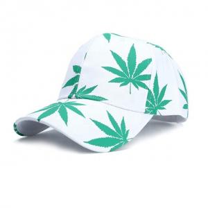 China 2019 Green Leaf Mens Baseball Hats , Wild Sunshade Printing Casual Baseball Caps supplier