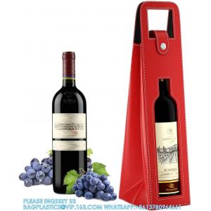 China Leather Wine Gift Bag 16.1x3.5x3.5 In, Wine Gift Tote Bag, Reusable Clasp Gift Wine Bag, Portable Wine Protector supplier