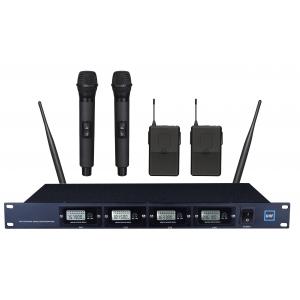 LS-4500 4-channels UHF fixed frequency wireless microphone system with LCD display / 4 modules / rack ear