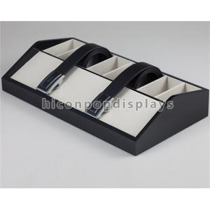 Tabletop Wooden Display Racks Black Leather Belt Display Case For Fashion Store