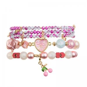 China Glass Crystal Handmade Beads Bracelet Faceted With Pink Cherry Charm supplier