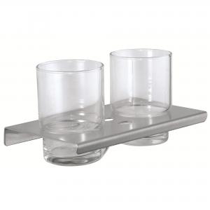 Wall Mounted Double Toothbrush Holder Bathroom Glass Tumbler Holder