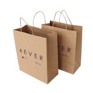 China Eco Friendly Kraft Paper Shopping Bag ,  Brown Paper Bags With Handles Custom Logo supplier