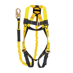 45mm Yellow Black Body Harness Safety ANSI Full Body Harness With Lanyard