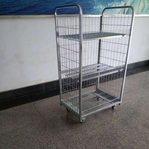 China Metal Wire Display Racks Roll Container Roll Cage Four Wheel For Warehouse supplier