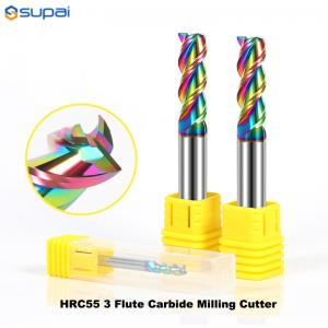 China Carbide Cutting Tools 3flutes Colorful Coating for Aluminium HRC55 Milling Cutter for Wood Acrylic Copper Plastic wholesale