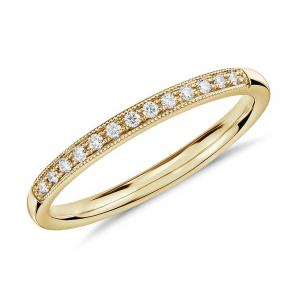 Matching Stacking 14K Yellow Gold Jewelry ring 0.2ct 1.5mm size Claw setting Type