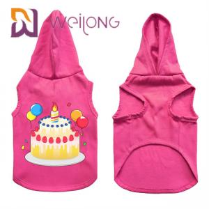 Colourful Rubber Print Birthday Pet Hoodie Customized Pink Dog Hoodie