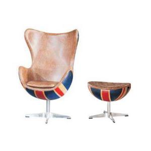 Vintage Leather Union Jack Egg Chair And Ottoman