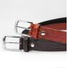 Men Full Grain Cow Leather Belt With Pin Buckle Embossed Salix Leaf Pattern