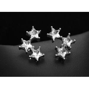 Tri-Star three zircon zircon pentagram earrings Strobe