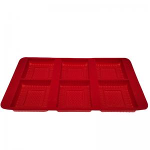 China Red Velvet Plastic Blister Tray Six Compartments Blister Pack Tray For Snacks supplier