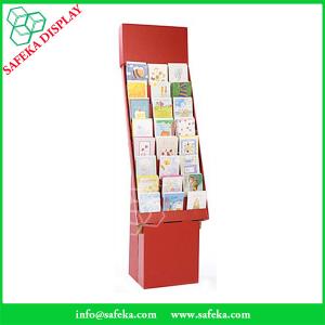 Creative design China Manufacturer Paper material shelf cardboard point of sale greeting card display with pockets