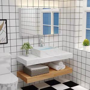 China Waterproof Wall Mounted Bathroom Vanity Mirror Cabinet European Model Wood Color supplier