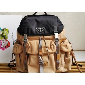 China Saffiano Leather Apricot Luxury Brand Backpack With Multiple Pockets supplier