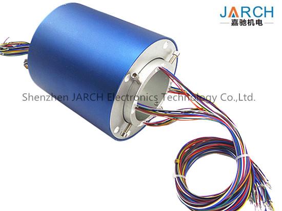 Continuous rotation Thermocouple Slip Ring for routing hydraulic or pneumatic