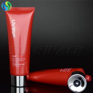 China 120ml/4.2oz full red color cosmetic tube facial cleanser cosmetic packaging tubes supplier