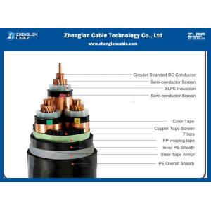6 To 35kv MV Power Cable Copper Conductor Three Core XLPE Insulation Armored Electrical Cable
