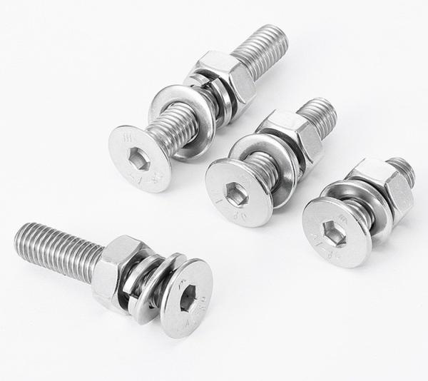 Hex Socket DIN7991/GB70.3 Countersunk Head Machine Screw With Hex Nut Flat Washer And Spring Washer Assemblies Plain Surface