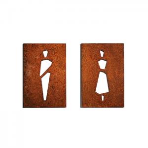 WC Symbols Corten Steel Wall Art Rusty Metal Toilet Wall Plate