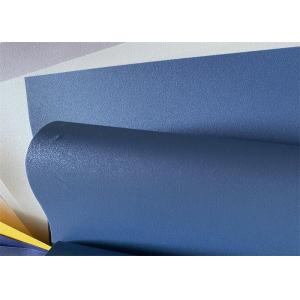 Embossed Decorative PVC Membrane Film Dark Blue Single Colour For Doors