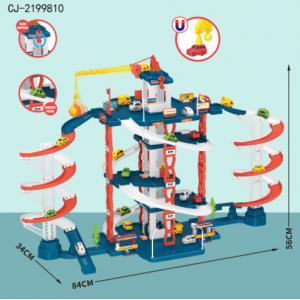 China Educational Construction Toys City Car Building Single And Double Slide Track Parking Lot supplier