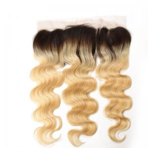 China Color 1B/613 Ombre Mixed Color Brazilian Hair 13inch by 4inch Ear To Ear Lace Frontal Closure supplier
