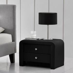 Upholstered black 2 Drawer Nightstand