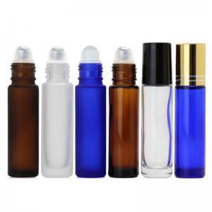 5ML 10ML refillable Empty Amber Glass gemstone Roller Ball Bottles bamboo Roll On Perfume Essential Oil Roller Bottles