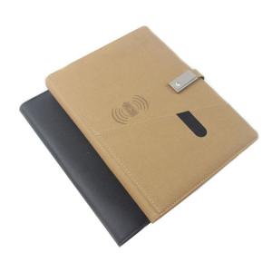 Wholesale Premium Gift Personalised Multifunctional Rechargeable A5 Pu Leather Smart Wireless Charging Notebook