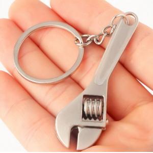 China Mini Size Adjustable Silver Metal Wrench Spanner Key Chain Ring supplier