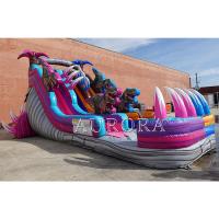 China Outdoor Bouncy Inflatable Water Slides For Pool Purple Blue Commercial Grade Giant on sale