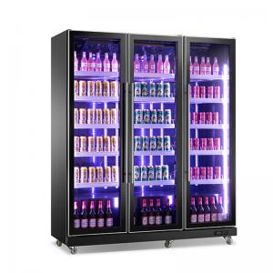China Beer Bar Chiller Black Glass Door Refrigerator Upright Glass Bottle Beverage Cooler supplier