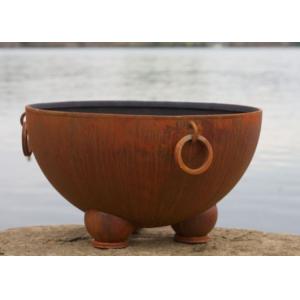 China Outdoor Ancient Design Rusted Steel Fire Pit , Copper Fire Pit Bowl For Yard wholesale