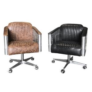 China Leather Aviator Desk Chair Office Chair Height Adjustable Swivel - Casters supplier