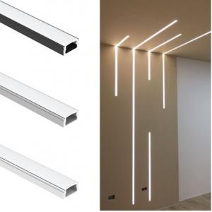 High Quality U Shape Black Alu Extrusion Housing Channel Diffused Cover For Lighting Strip Surface Led Profile Aluminum