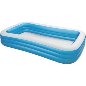 Giant Deep Inflatable Swimming Pool , Toddler Blue Rectangle Blow Up Pool 262 * 175 * 51cm