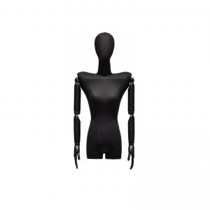 Black White Half Mannequin With Stand Fashionable Upright 58cm Waist