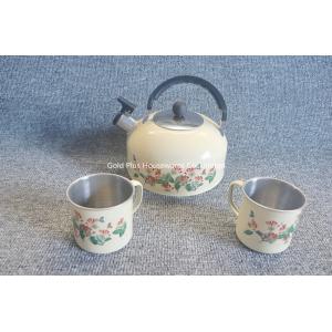 Yellow coating customized decal metal steel whistling kettle whistling tea kettle for gas induction cookers