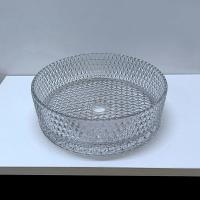 China Italian Design Crystal Glass Vessel Basins Transparent Light Gray Color Countertop on sale