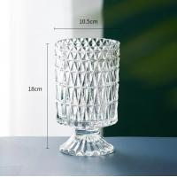 China Embossed Big Base Vase Crystal Glass Vase Hydroponic Green Plant Vase Dining Table Centerpieces Home Decor Office Party on sale