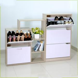 China KD package Drawable 93cm Oak Wooden Shoe Rack Cabinet supplier