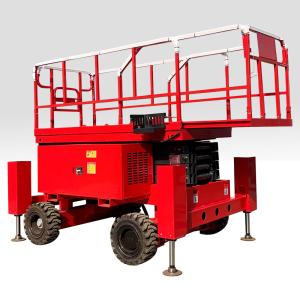 China Mobile Electric Self-propelled Hydraulic Scissor Lift Platform Table Aerial Man Lift All Rough Terrain Lifter Scaffolding wholesale